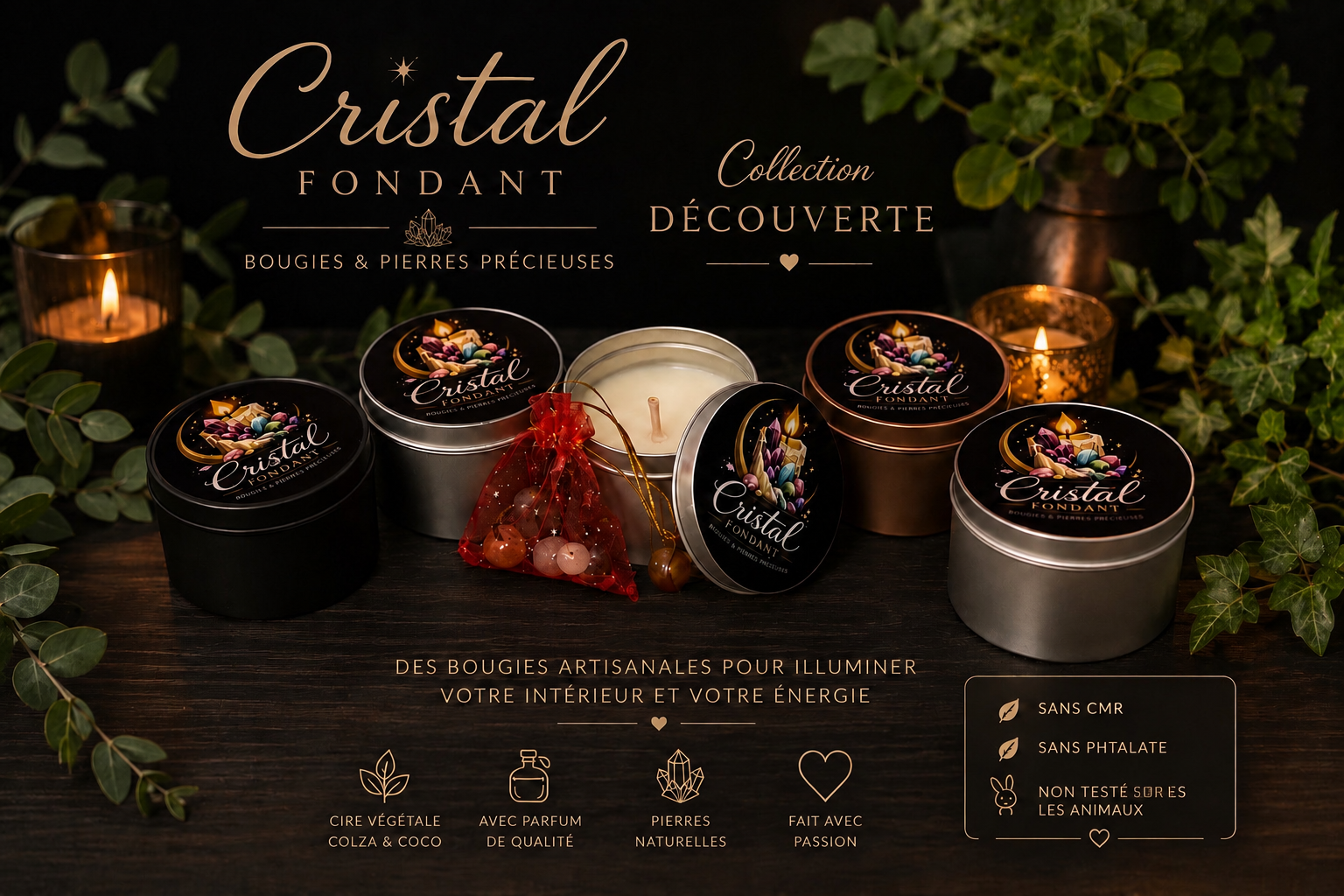 Bougie ~100G + 5 sphères mystère